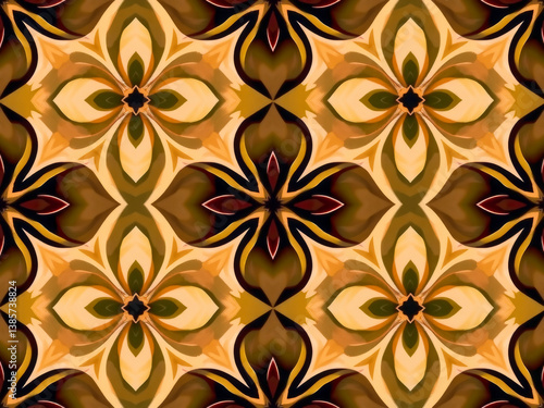 Obraz na płótnie A pattern of brown and tan flowers with a brown background. The flowers are arranged in a way that they look like they are overlapping each other. Scene is warm and inviting, with the brown w salonie