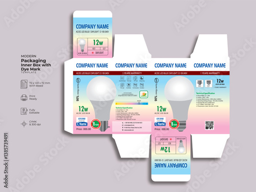 Packaging led bulb box design template with die line_05