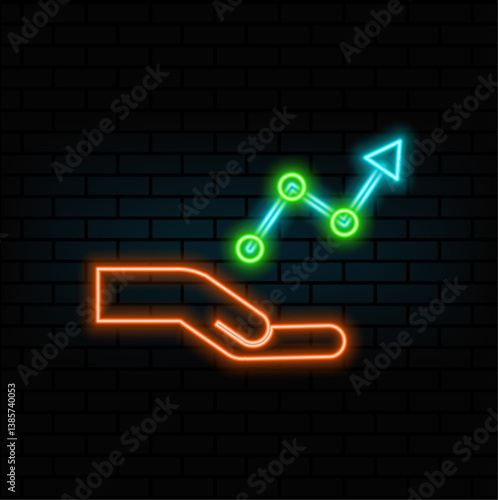 investment profit line icon. neon style. highlight symbol symbol vector concept illustration. investment profit line icon vector icon outline symbol illustration