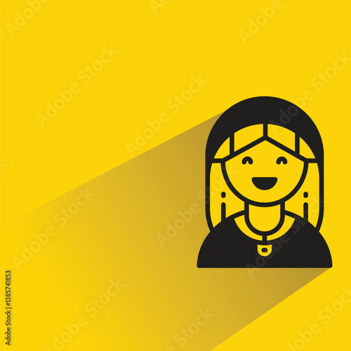 nun icon with shadow on yellow background