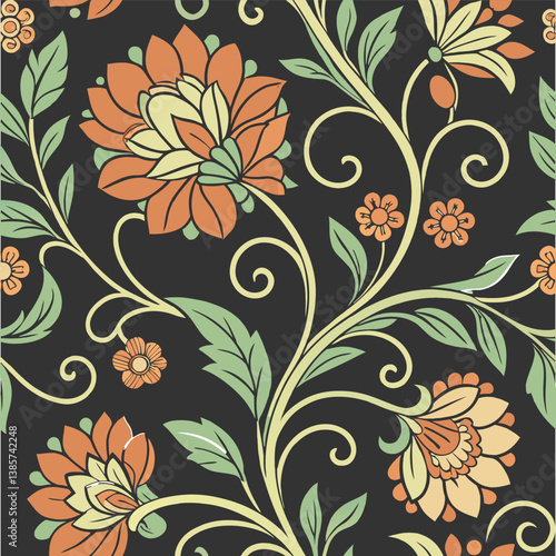Seamless Vintage Floral Patterns and Geometric Mandala Tile Designs