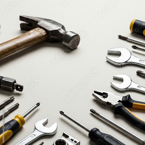 Wallpaper Mural Labor Day tools flatlay neutral background copy space Torontodigital.ca