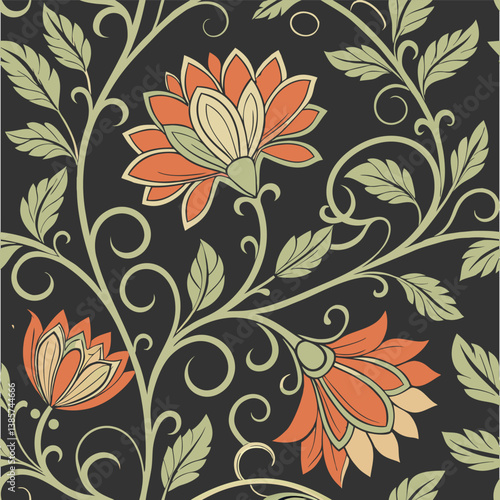 Seamless Vintage Floral Patterns and Geometric Mandala Tile Designs