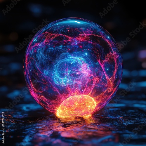 Abstract Energy Sphere with Bright Colors and Ethereal Glow