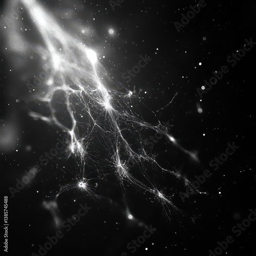 Abstract Cosmic Network of Glowing Connections with Dark Background