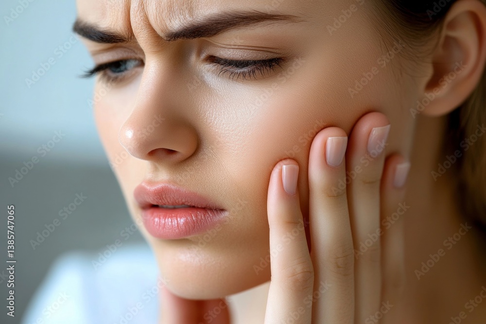 a person displaying clear signs of toothache, with visible expressions of discomfort a person displaying clear signs of toothache, with visible expressions of discomfort