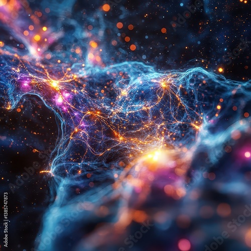 Colorful Cosmic Energy with Stars and Nebulae in Deep Space