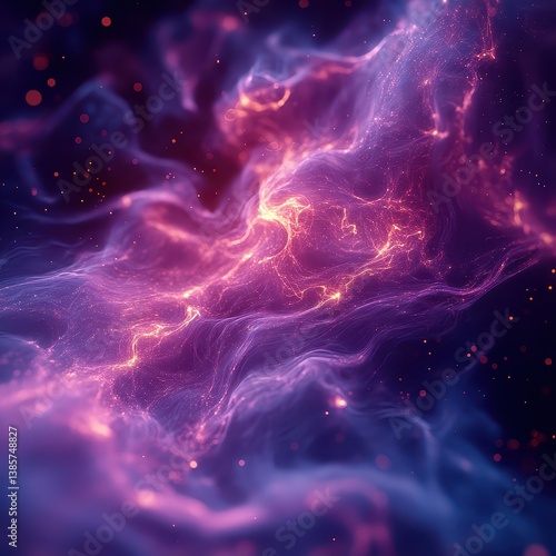 Ethereal Cosmic Swirls of Purple and Orange with Sparkling Stars
