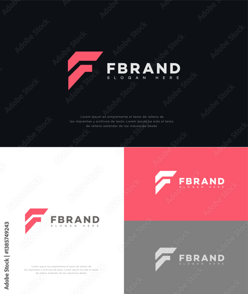 Fototapeta premium F Brand Logo Design Modern, Minimalist, Creative, Red, White, Grey