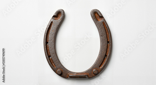 Horseshoe symbolizing luck on a white background  