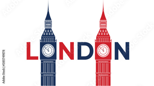 Elegant London Colorful Fonts with Illustrations of Big Ben