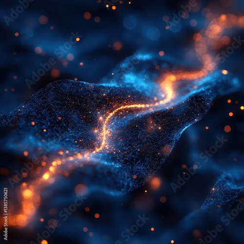 Vibrant Cosmic Wave of Stars and Light in Deep Space Background