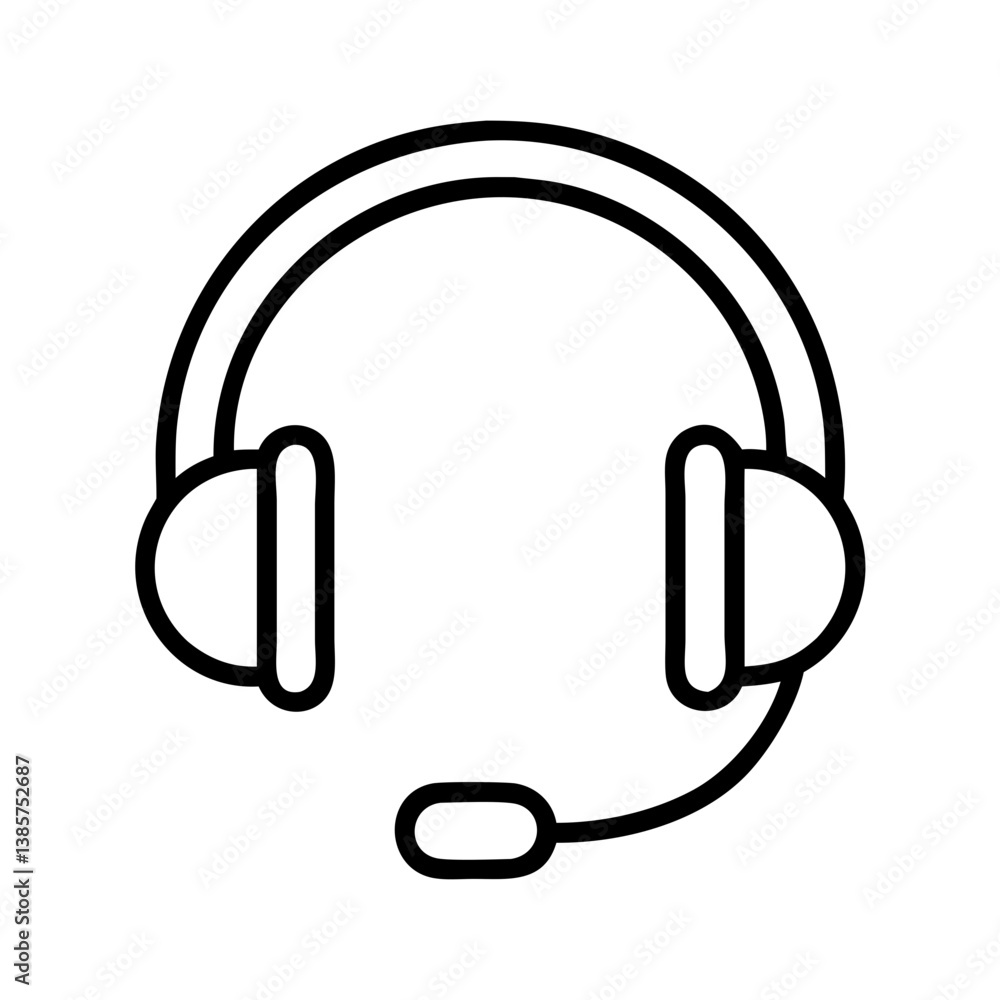 Headset with microphone vector icon for call center support and customer service professionals isolated Headset with microphone vector icon for call center support and customer service professionals isolated