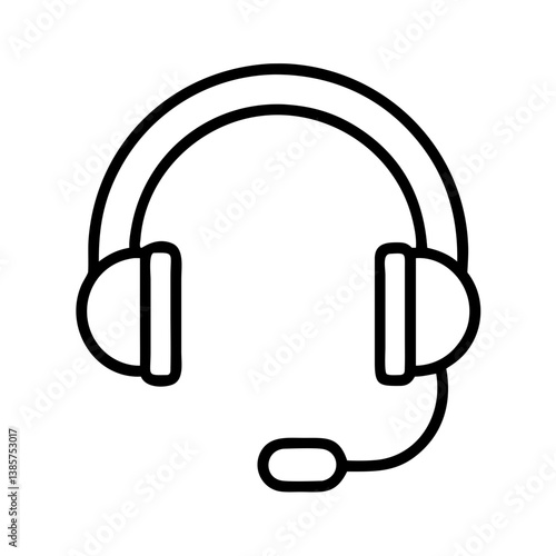 Headset with microphone vector icon for call center support and customer service communication technology design