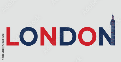 Stylish London Colorful Typography with Big Ben Illustration