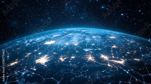 Fototapeta Naklejka Na Ścianę i Meble -  Digital world connectivity glowing planet earth high resolution picture