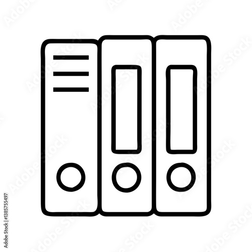 Three ring binders vector illustration for document organization and office supply outline icon file folder design