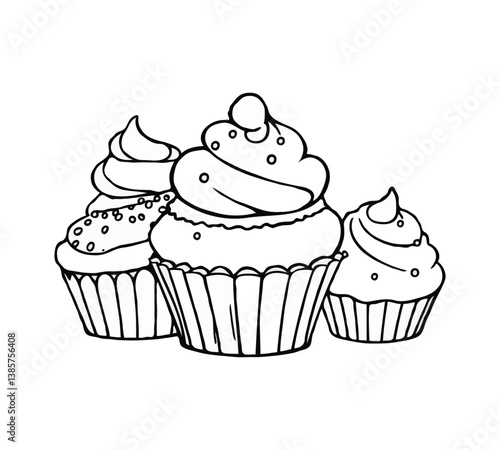 set of cupcakes vector