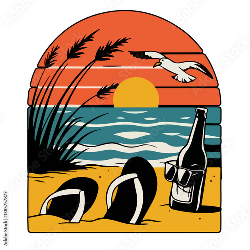 summer sea beach vector illustration