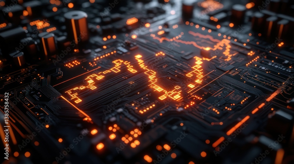 Obraz premium Abstract circuit board with glowing pathways