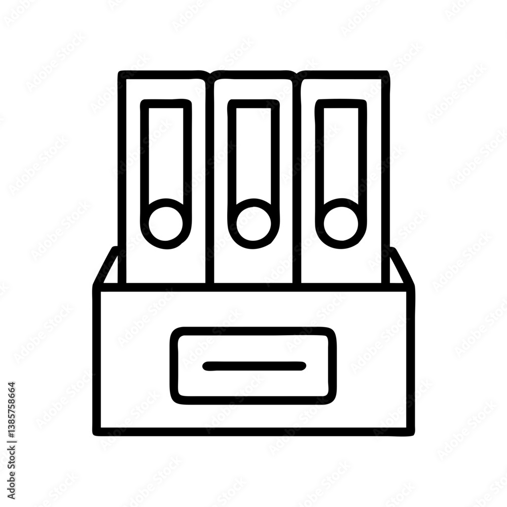 Office filing cabinet with folders vector icon for document organization and data management solutions design Office filing cabinet with folders vector icon for document organization and data management solutions design