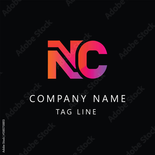 Gradient nc or cn logo template design style
