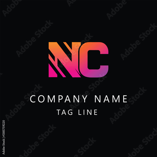 Gradient nc or cn logo template
