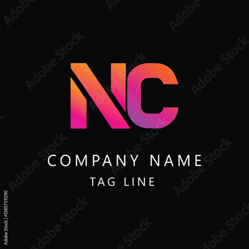 Gradient nc or cn logo template
