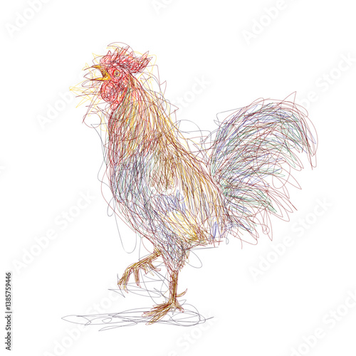 Chickens, hen, rooster sketch on vintage style isolated on background vector illustration.