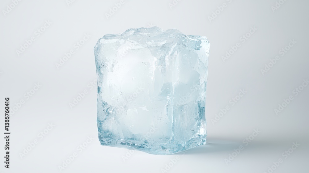 A portable speaker encased in ice, cool blue tones, refreshing concept