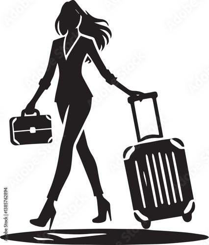 Man with luggage bag silhouette vector, Man with luggage logo vector , Man with luggage vector illustration full body