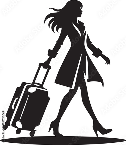 Man with luggage bag silhouette vector, Man with luggage logo vector , Man with luggage vector illustration full body