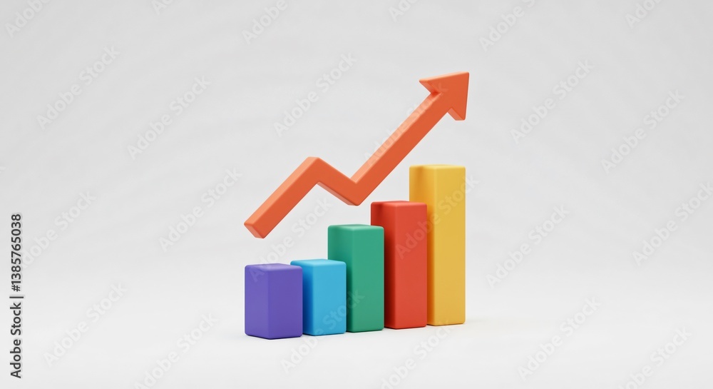 Upward Trend: Colorful 3D Bar Graph Illustrating Growth and Success Upward Trend: Colorful 3D Bar Graph Illustrating Growth and Success