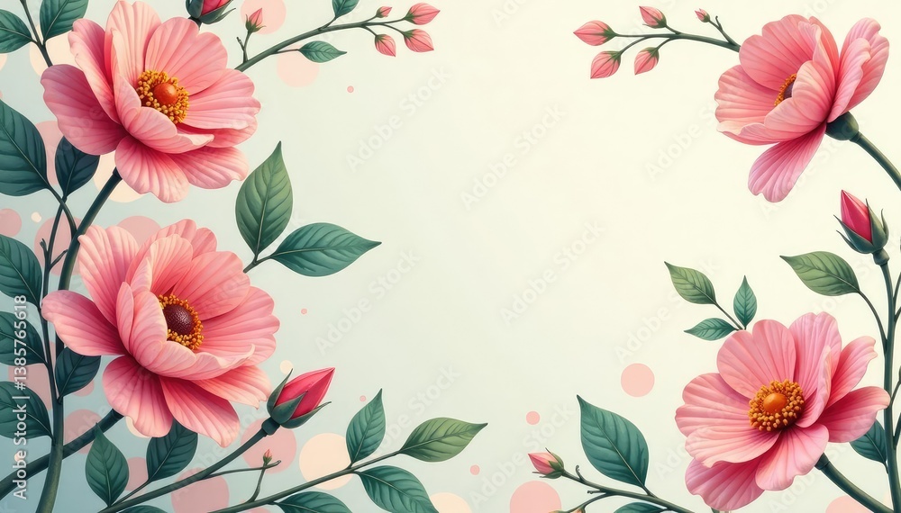Fototapeta premium Subtle repeating floral motif on a muted backdrop , pattern design, soft