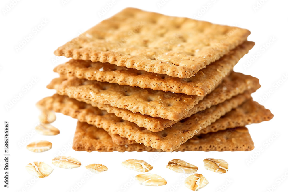 Light and Crispy Oat Crackers for Any Occasion Isolated on Transparent Background Light and Crispy Oat Crackers for Any Occasion Isolated on Transparent Background