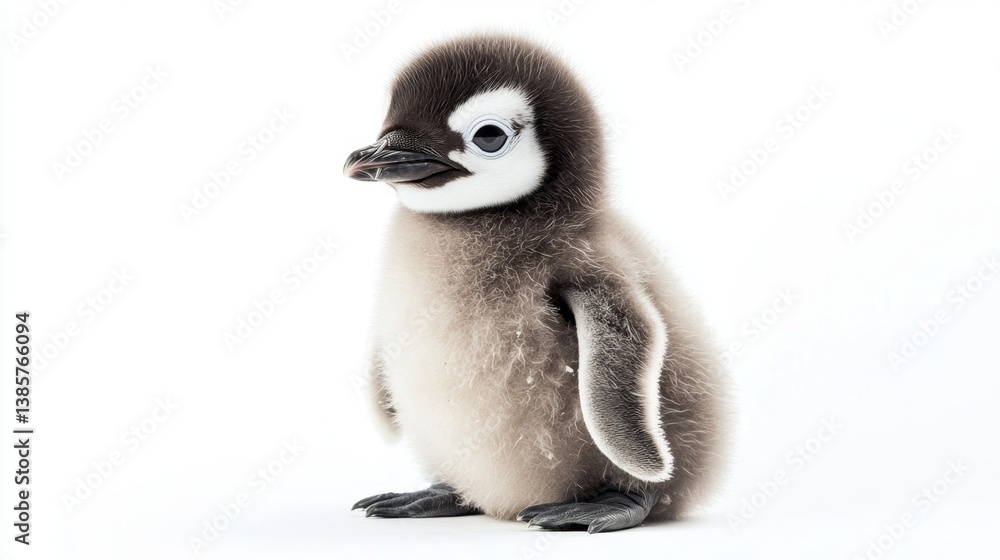 Obraz premium Cute penguin chicks playing in a snowy landscape wildlife photography arctic environment close-up view nature concept