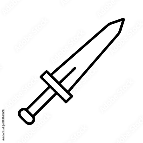 Downloadable sword vector design: outline illustration of medieval weapon for graphic design projects