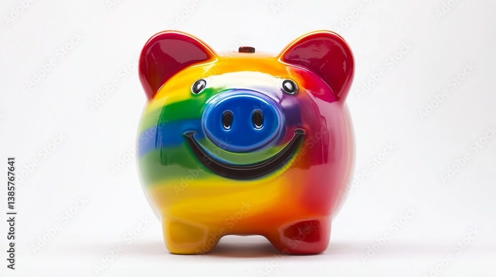 Colorful piggy bank savings strategy financial planning graphic art bright environment close-up view fun concept Colorful piggy bank savings strategy financial planning graphic art bright environment close-up view fun concept