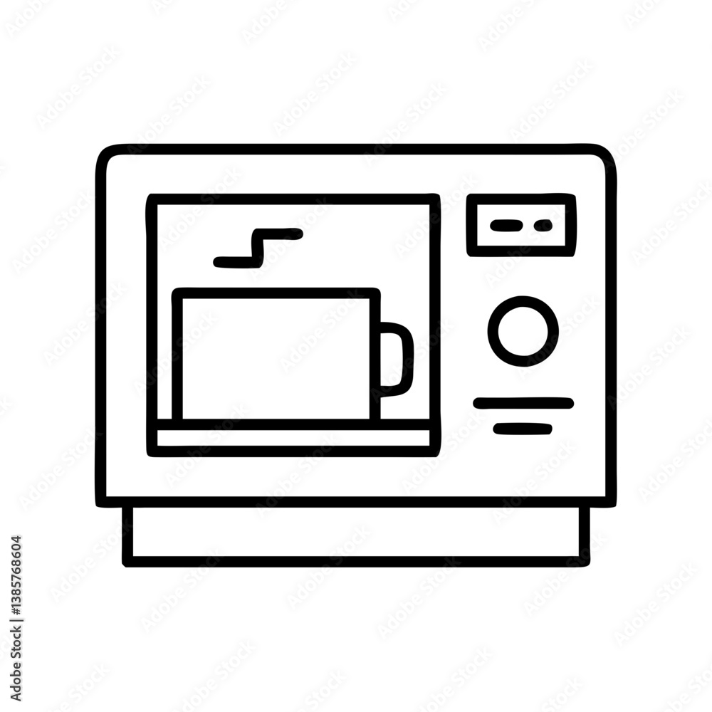Outline microwave oven appliance vector icon illustration for kitchen cooking and heating food design Outline microwave oven appliance vector icon illustration for kitchen cooking and heating food design