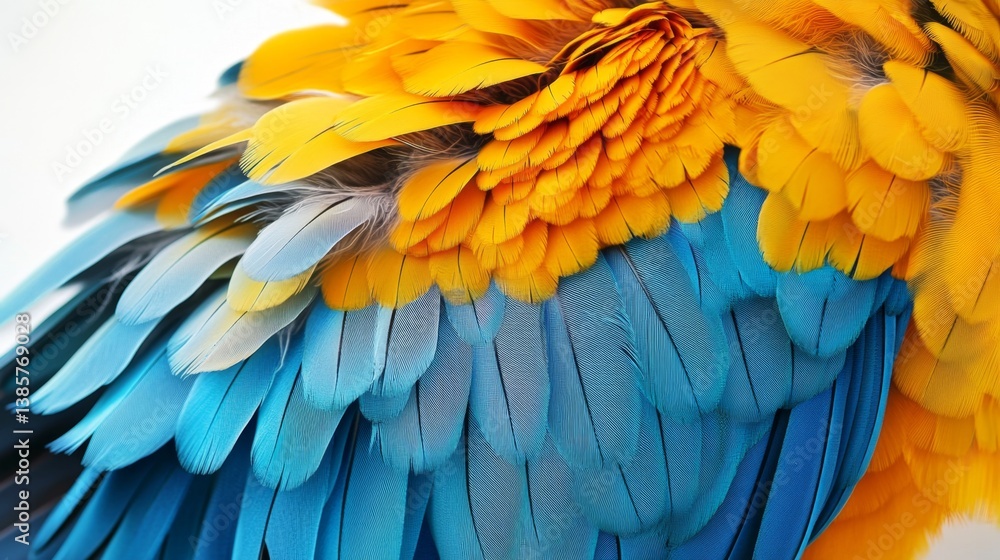 Obraz premium Vibrant feather display of a macaw tropical habitat wildlife photography close-up colorful natural beauty