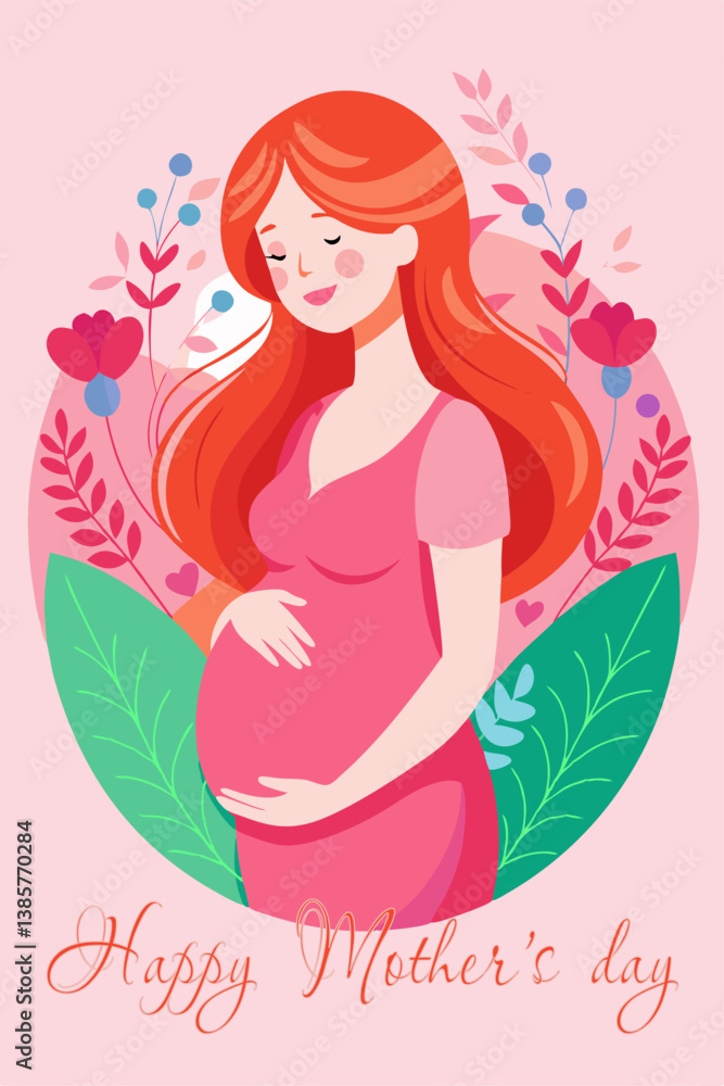 Floral accent in vector: expecting a baby and mother's love in soft pastel colors. Floral accent in vector: expecting a baby and mother's love in soft pastel colors.
