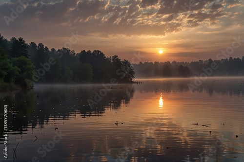 Timeless Dawn A Serene Lake Reflecting a Sacred Stillness V5