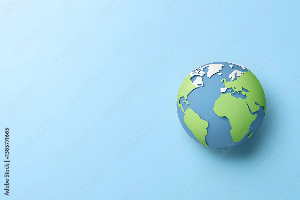 A paper-cut style illustration of the earth on a blue background with copy space for text A paper-cut style illustration of the earth on a blue background with copy space for text