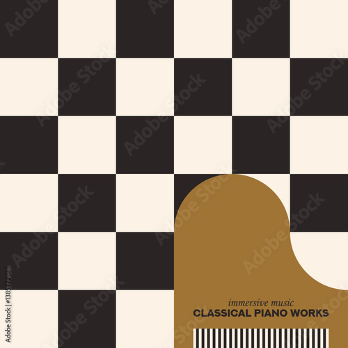 Grand Piano. Musical poster for your design. Music elements design for card, invitation, flyer. Music background vector illustration. Music piano keyboard.