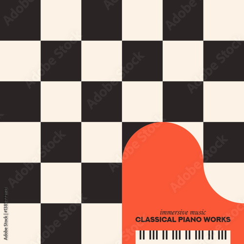 Grand Piano. Musical poster for your design. Music elements design for card, invitation, flyer. Music background vector illustration. Music piano keyboard.