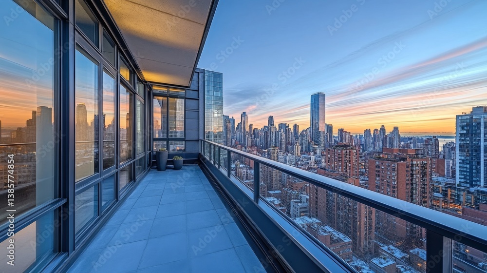 Sunset views from a modern balcony chicago urban landscape evening serenity panoramic perspective Sunset views from a modern balcony chicago urban landscape evening serenity panoramic perspective