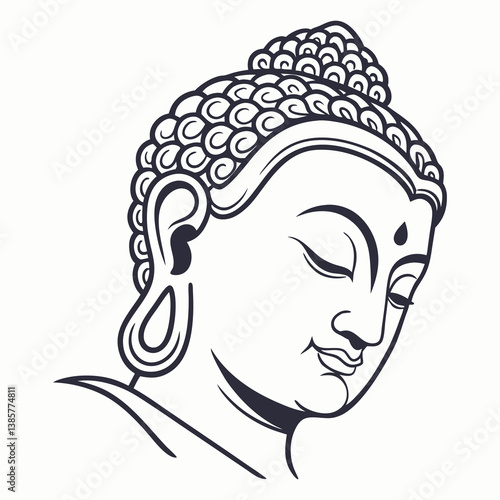 Elegant Buddha Face Line Art – Spiritual Calm and Enlightenment Drawing