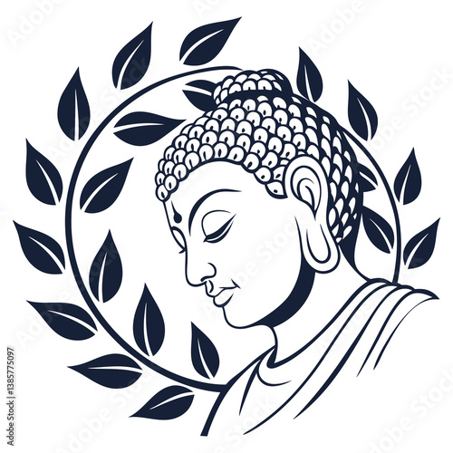 Elegant Buddha Face Line Art – Spiritual Calm and Enlightenment Drawing