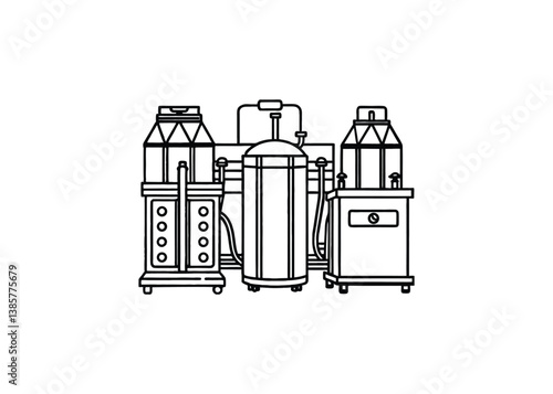 Silhouette of cryotherapy machines isolated on a white background