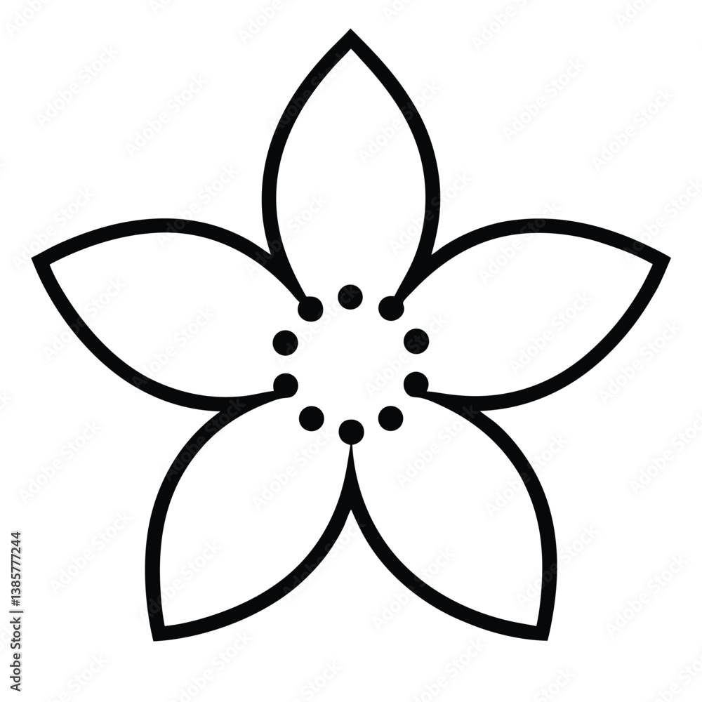 A strawberry flower icon with five white petals A strawberry flower icon with five white petals